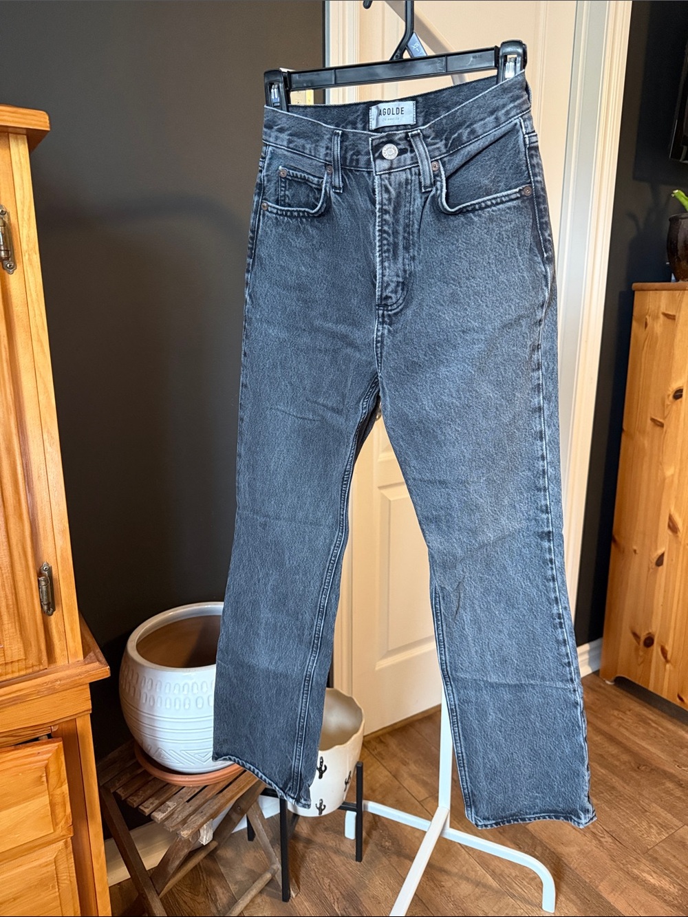 Agolde High-rise Black Wash Straight-Leg Jeans